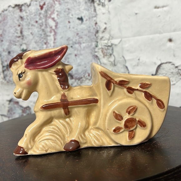 Vintage Accents Vintage Ceramic Mid Century Planter Donkey Pulling